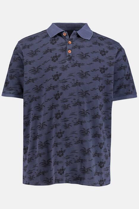 Poloshirt, geblümter Piqué, Halbarm
