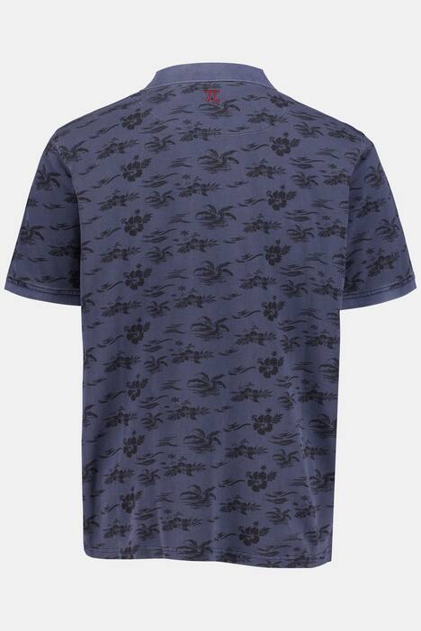 Poloshirt, geblümter Piqué, Halbarm