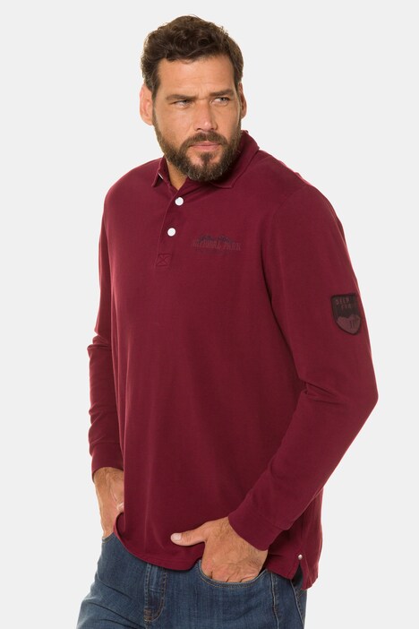 Langarm-Rugbyshirt, Piqué, Bruststick