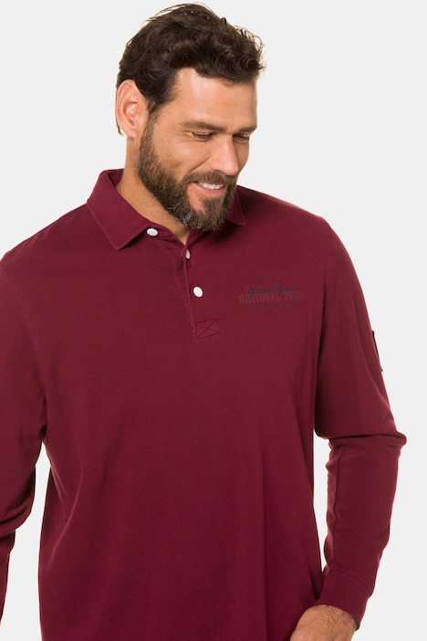 Langarm-Rugbyshirt, Piqué, Bruststick