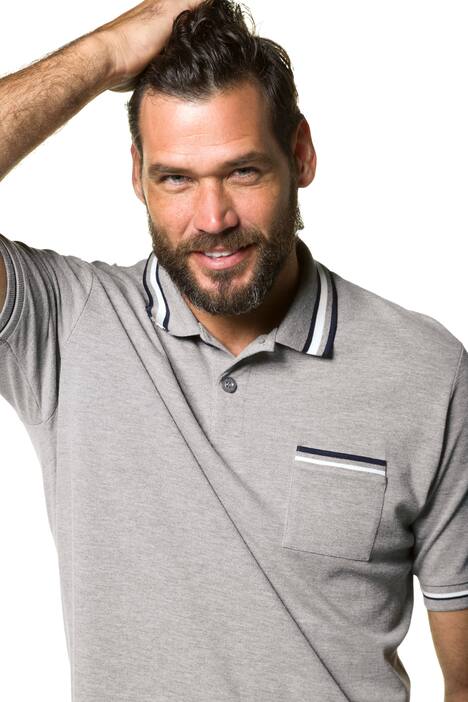 Poloshirt, Piqué, Streifenbündchen