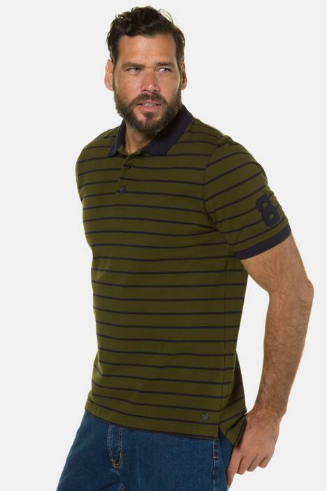 Poloshirt, geringelter Piqué, Halbarm