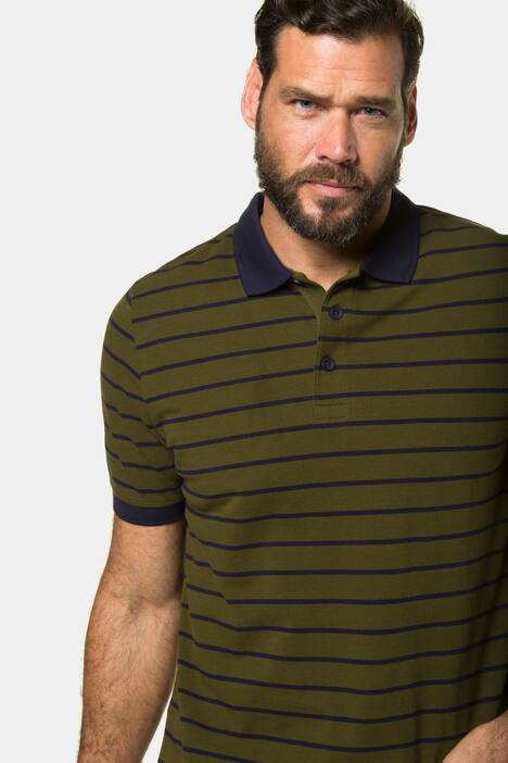 Poloshirt, geringelter Piqué, Halbarm