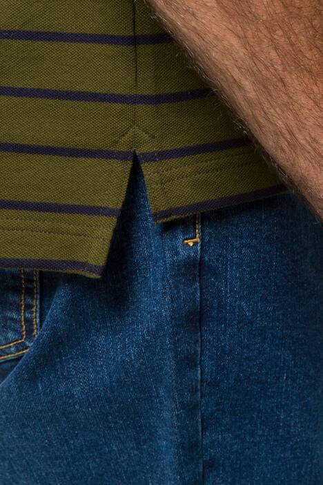 Poloshirt, geringelter Piqué, Halbarm