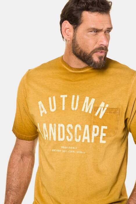 Shirt, oil dyed, Schriftzug, Brusttasche, Halbarm