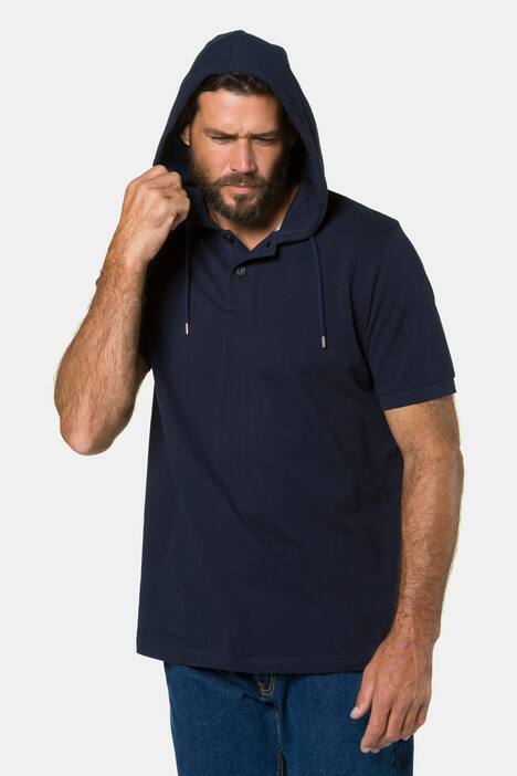 Kapuzen-Poloshirt, Piqué, Halbarm