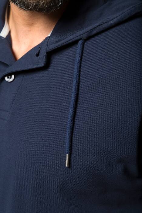 Kapuzen-Poloshirt, Piqué, Halbarm