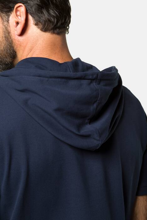 Kapuzen-Poloshirt, Piqué, Halbarm