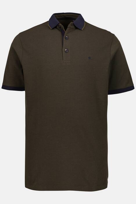 Poloshirt, zweifarbiger Piqué, uni Kragen, Halbarm