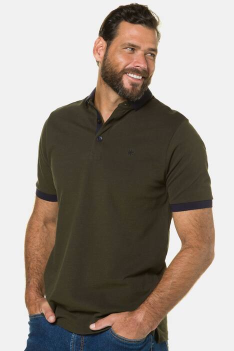 Poloshirt, zweifarbiger Piqué, uni Kragen, Halbarm