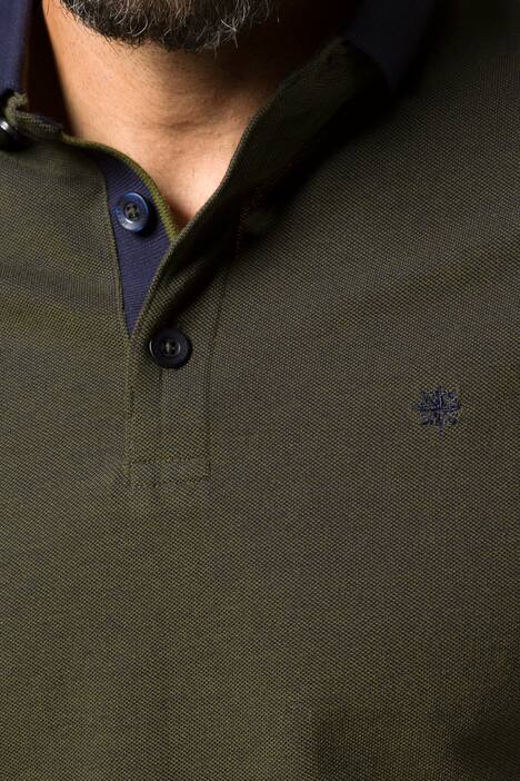 Poloshirt, zweifarbiger Piqué, uni Kragen, Halbarm