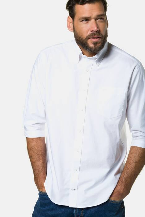 3/4-Arm-Hemd, Buttondown-Kragen, Oxford-Gewebe