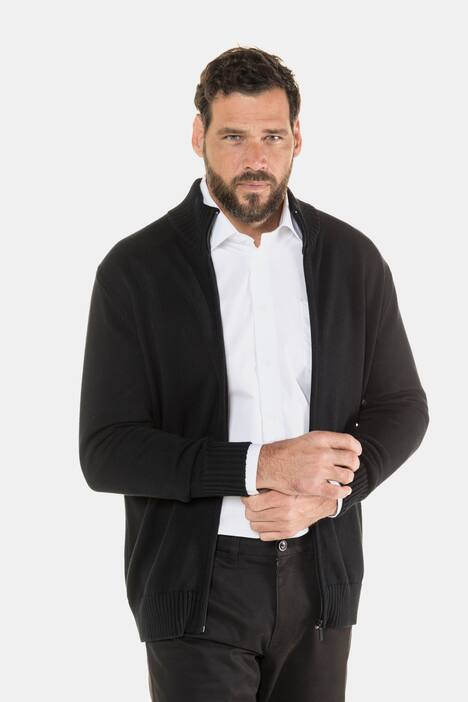 Strickjacke, Stehkragen, Rippbündchen