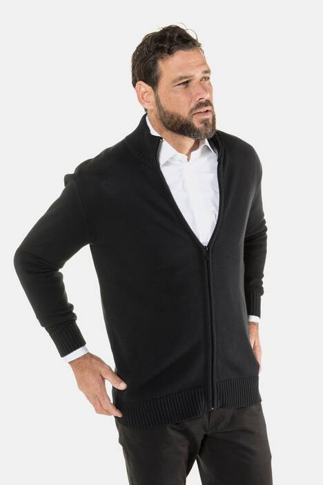 Strickjacke, Stehkragen, Rippbündchen