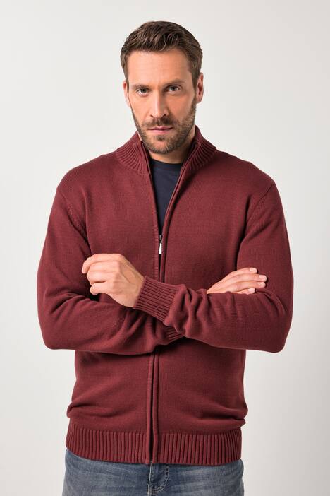 Strickjacke, Stehkragen, Rippbündchen