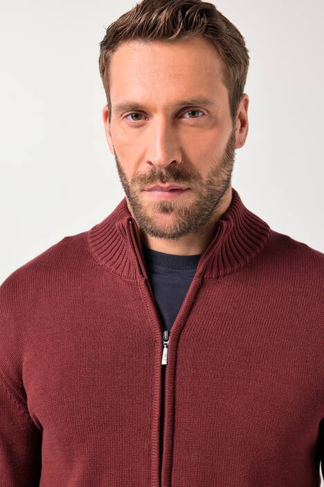 Strickjacke, Stehkragen, Rippbündchen