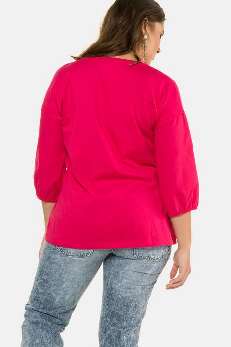 Balloon Sleeve Round Neck Drop Shoulder Tee