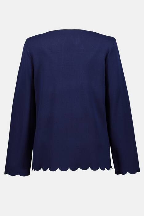 Strickjacke, Zierband-Verschluss, Bogenkanten