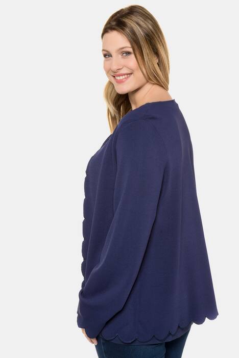 Strickjacke, Zierband-Verschluss, Bogenkanten