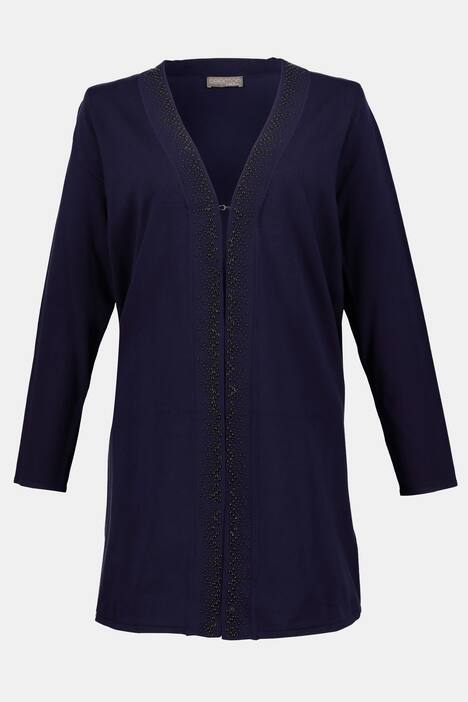 Cardigan, offene, lange Form, Schalkragen, Glanzpunkte