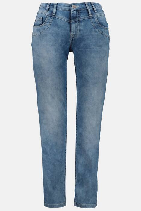 Jeans Tina, gerader Schnitt, Vintage-Tupfen