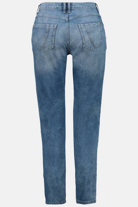 Jeans Tina, gerader Schnitt, Vintage-Tupfen