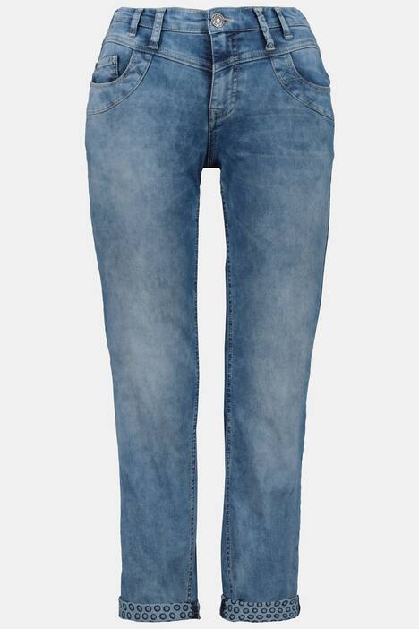 Jeans Tina, gerader Schnitt, Vintage-Tupfen