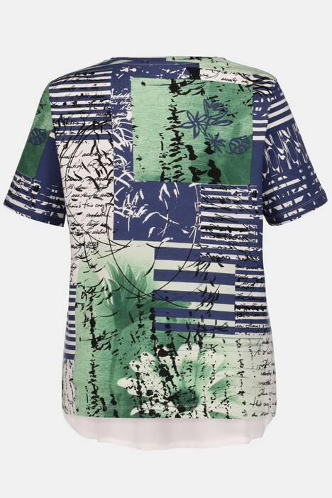 Shirt, Patch-Look, Relaxed, Chiffonsaum, 3/4-Arm