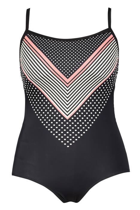 Chevron Stripe Polka Dot Print Lined Swimsuit