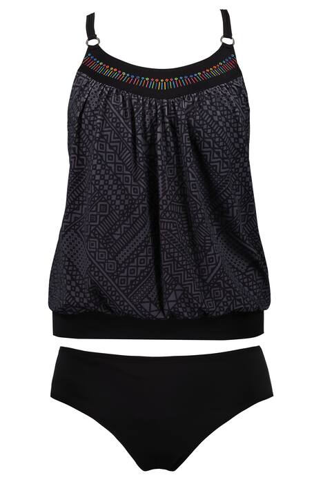 Tankini, Ethnomuster, Stickerei, Elastiksaum, Softcups