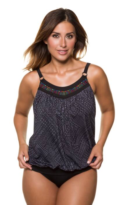Tankini, Ethnomuster, Stickerei, Elastiksaum, Softcups