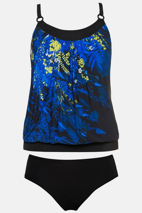 Summer Floral Blouson Front Lined Tankini Set