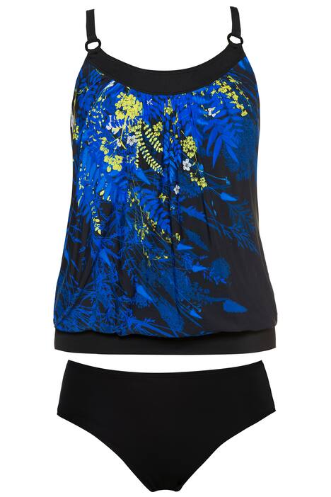 Summer Floral Blouson Front Lined Tankini Set