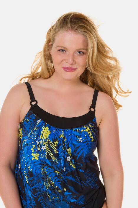 Summer Floral Blouson Front Lined Tankini Set