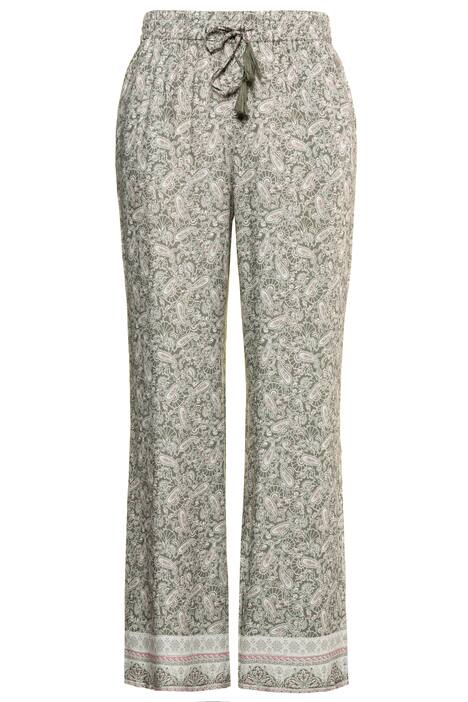 Paisley Border Print Elastic Waist Rose Fit Pants
