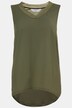 Hi-Low Mixed Fabric V-Neck Tank Tunic