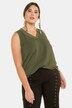 Hi-Low Mixed Fabric V-Neck Tank Tunic