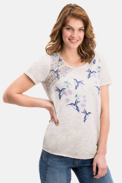 T-Shirt, Spitzenbesatz, Relaxed, Halbarm