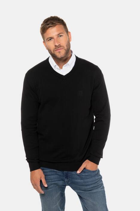 Sweater, merino woll blend, v-neck, ribbed cuffs