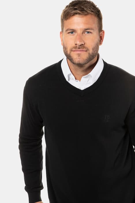 Sweater, merino woll blend, v-neck, ribbed cuffs