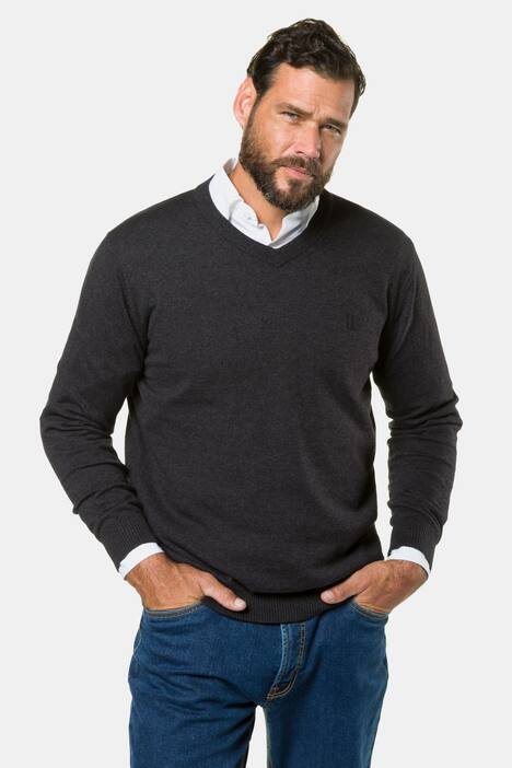 Pullover, Merino-Wollmix, V-Ausschnitt, Rippbündchen