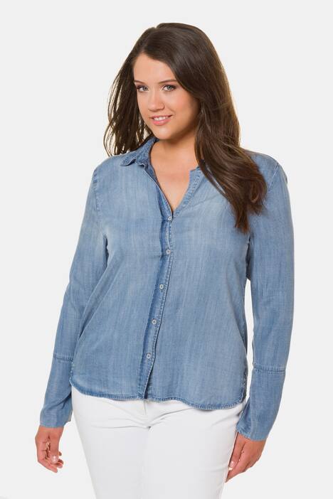 Bluse, Lyocell in Denimoptik, Langarm