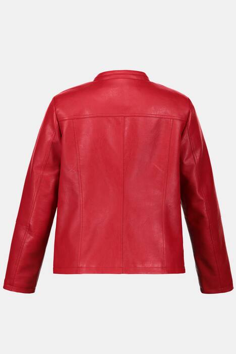 Bikerjacke, Lederoptik, Stehkragen, 2-Wege-Reißverschluss