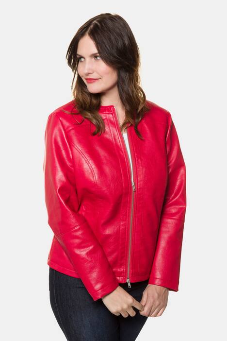 Bikerjacke, Lederoptik, Stehkragen, 2-Wege-Reißverschluss