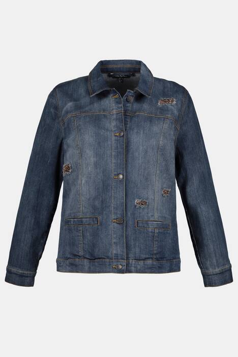 Beaded Inset Destroy Effect Stretch Jean Jacket