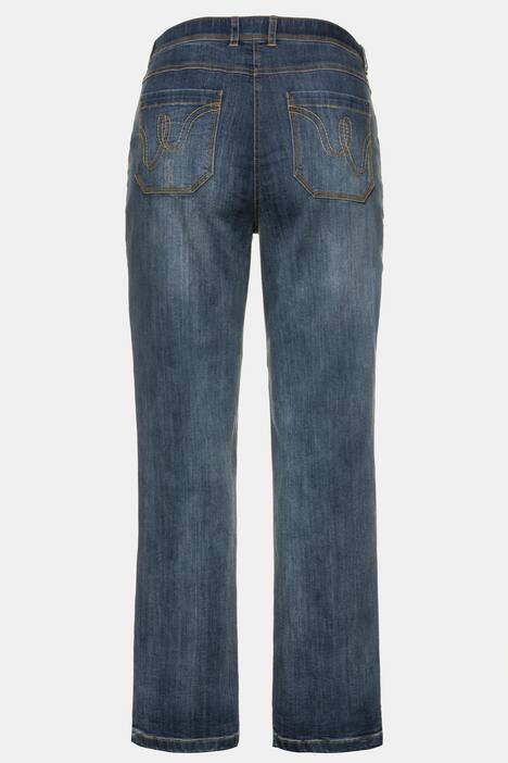 Jeans Mona, gerade, Perlenstickerei, Destroy-Effekte
