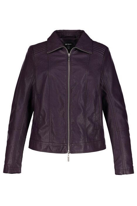 Faux Leather Quilted Shoulder Lined Jacket