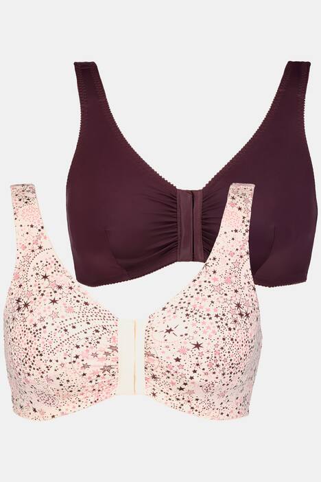 Bustier, 2er-Pack, Sternenmuster/uni, C/D-Cup