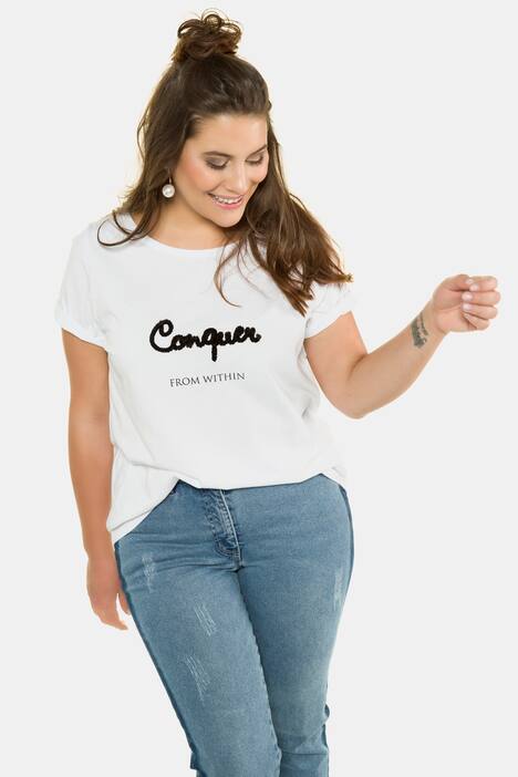 Shirt, Plüschschrift, Halbarm