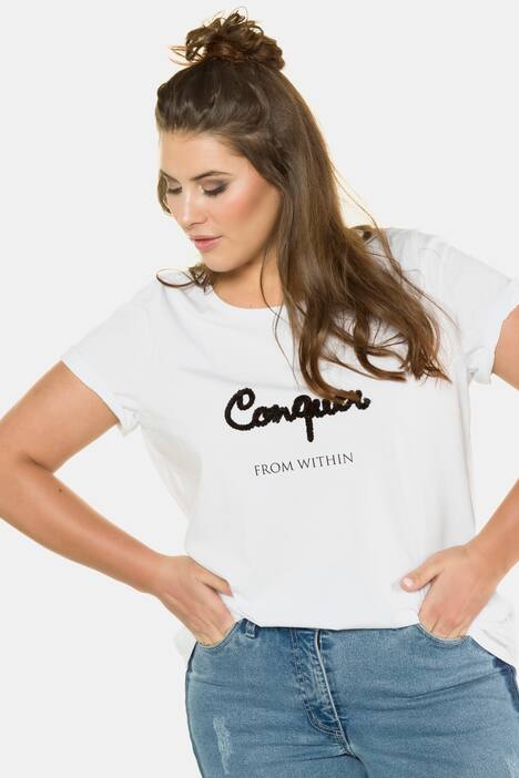 Shirt, Plüschschrift, Halbarm